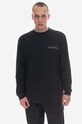 Oblečenie Bavlnené tričko s dlhým rukávom Wood Herc Placement Long Sleeve 12315403-2106 BLACK 12315403.2106 čierna