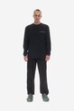 Bavlnené tričko s dlhým rukávom Wood Herc Placement Long Sleeve 12315403-2106 BLACK čierna 12315403.2106