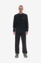 čierna Bavlnené tričko s dlhým rukávom Wood Herc Placement Long Sleeve 12315403-2106 BLACK