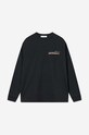 Bavlnené tričko s dlhým rukávom Wood Herc Placement Long Sleeve 12315403-2106 BLACK 12315403.2106 čierna