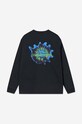 Bavlnené tričko s dlhým rukávom Wood Herc Placement Long Sleeve 12315403-2106 BLACK 12315403.2106