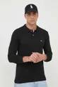 čierna Bavlnené tričko s dlhým rukávom United Colors of Benetton Pánsky