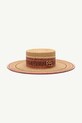 RUSLAN BAGINSKIY pălărie de paie pentru femei împletită Canotier Hat CNT036/004.PSTR.PLS.11P bej AA00