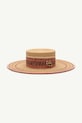 RUSLAN BAGINSKIY pălărie de paie pentru femei împletită Canotier Hat CNT036/004.PSTR.PLS.11P bej AA00