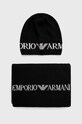 Emporio Armani caciula si esarfa din amestec de lana cu modele negru 628005.CC983.NOS