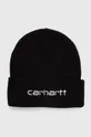 czarny Carhartt WIP czapka Script Beanie I030884 BLACK/WHITE Męski