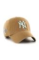 Бавовняна бейсболка 47brand MLB New York Yankees бежевий