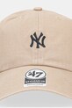 47 brand șapcă de baseball din bumbac MLB New York Yankees B.BSRNR17GWS.KHA bej AA00