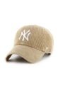 Вельветова кепка 47 brand MLB New York Yankees аплікація бежевий B.THCKC17EWS.KHA