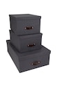 Bigso Box of Sweden zestaw pudełek do przechowywania Inge (3-pack) 8113C6849LEA648 czarny AA00