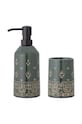 Bloomingville dozownik do mydła i pojemnik na szczoteczki Cheran 2-pack zielony 82058155