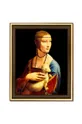 Uokvirena reprodukcija na platnu Leonardo Da Vinci, Dama z gronostajem 24 x 29 cm