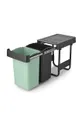 Brabantia cestino per i rifiuti da armadio Sort&Go 2x15L Acciaio inossidabile, Plastica
