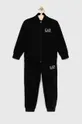 чёрный Детский хлопковый спортивный костюм EA7 Emporio Armani Для мальчиков