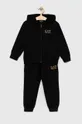 чорний Дитячий бавовняний спортивний костюм EA7 Emporio Armani Для хлопчиків