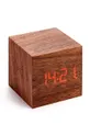 Stolové hodiny Gingko Design Cube Plus Clock hnedá