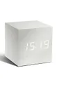 bijela Stolni sat Gingko Design Cube Click Clock Unisex