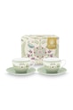Pip Studio set de cești și farfurioare pentru 2 persoane. Lily&Lotus 280 ml verde 51004204