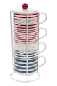 home & lifestyle set tazze con supporto pacco da 4 multicolore 164574