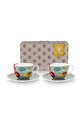 Pip Studio zestaw filiżanek ze spodkiem z porcelany szkliwionej 300 ml 51004223 multicolor AA00