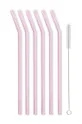 ružová Vialli Design Sada sklenených slamiek s kefkou (6-pak) Unisex