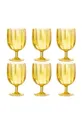 béžová Sada pohárov na víno J-Line Plastic Yellow 6-pak Unisex