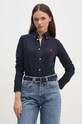 Βαμβακερό πουκάμισο Polo Ralph Lauren σκούρο μπλε 211924258