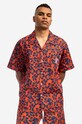 Billionaire Boys Club cămașă din bumbac Hibiscus Camo S/S Bowling Shirt scurt rosu B22216