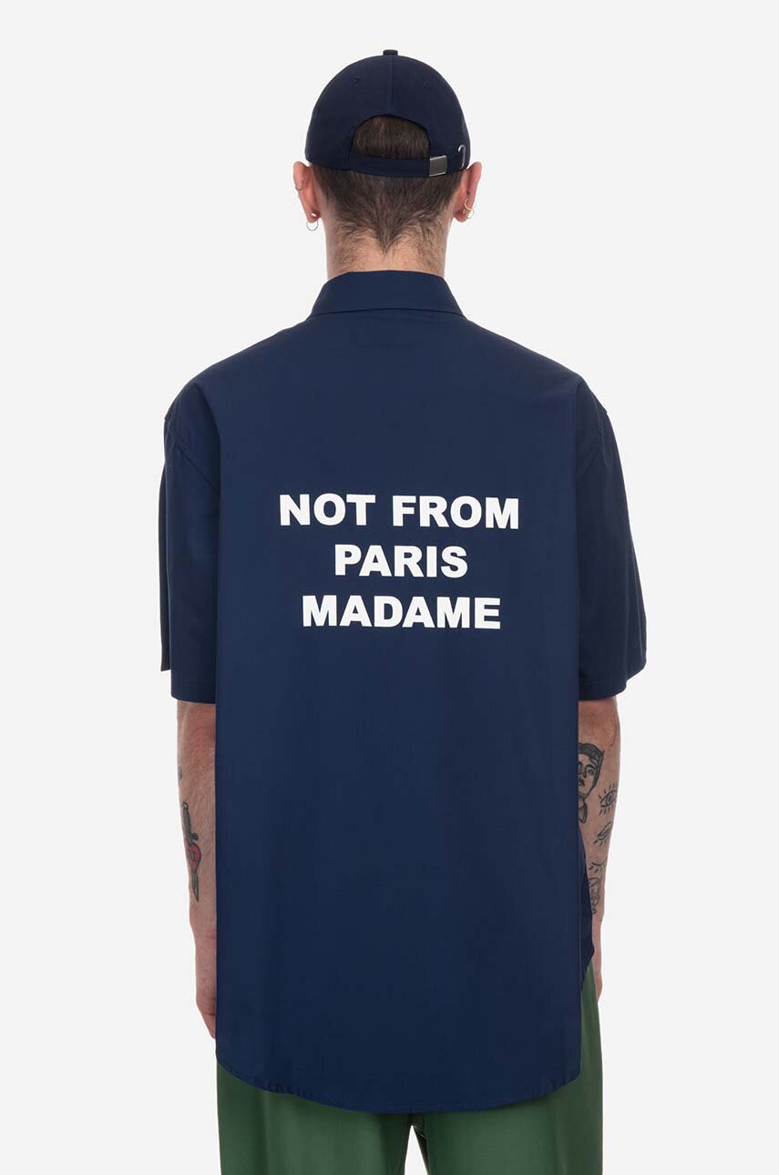 Bavlnená košeľa Drôle de Monsieur La Chemise Slogan SH128 NAVY 100 % Bavlna