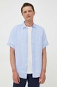 Ľanová košeľa United Colors of Benetton modrá 5BKU5QJH8.907