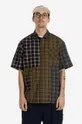 marrone Taikan camicia in cotone Patchwork S/S Shirt