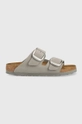 szürke Birkenstock papucs velúrból Arizona Big Buckle Női