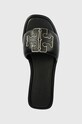 Tory Burch slapi de piele Double T Sport Slide negru 79985.013.N
