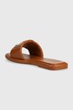 Încălțăminte Tory Burch slapi de piele Double T Sport Slide 79985.202.N maro