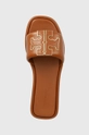 hnedá Kožené šľapky Tory Burch Double T Sport Slide