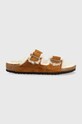 Birkenstock klapki zamszowe dziecięce brązowy 1017792