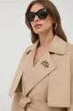 Μάλλινο παλτό Karl Lagerfeld μπεζ