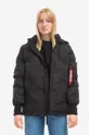 black Alpha Industries jacket Hooded Logo Puffer Women’s
