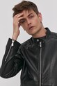 Kožená bunda Jack & Jones čierna 12193268
