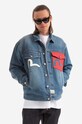 Evisu kurtka jeansowa bawełniana bez kaptura niebieski 2ESHTM2DJ713LFCP