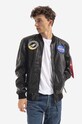 Alpha Industries kurtka bomber skórzana Ma-1 Lw Nasa Leather bez kaptura czarny 126151.03