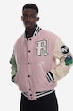 Aries bomber jacket faux grain leather pink AR70200