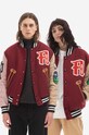 Aries bomber jacket faux grain leather maroon AR70200