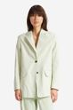 Wood Wood marynarka z domieszką lnu Madeleine Mini Stripe Blazer tkanina zielony 12211201.5291