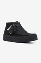 czarny Clarks botki zamszowe Wallabee