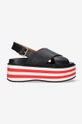 nero Marni sandali in pelle Wedge Shoe Donna