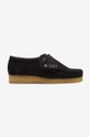 μαύρο Σουέτ κλειστά παπούτσια Clarks Originals Wallabee Γυναικεία