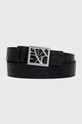Двосторонній ремінь Armani Exchange імітація лицьової шкіри чорний 941179.CC793.NOS