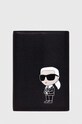 Kožená peněženka Karl Lagerfeld přírodní kůže černá 240W3258