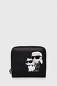 Kožená peněženka Karl Lagerfeld přírodní kůže černá 240W3259